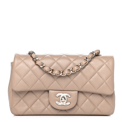 Chanel Lambskin Quilted Mini Rectangular Flap Dark Beige 1 of 4