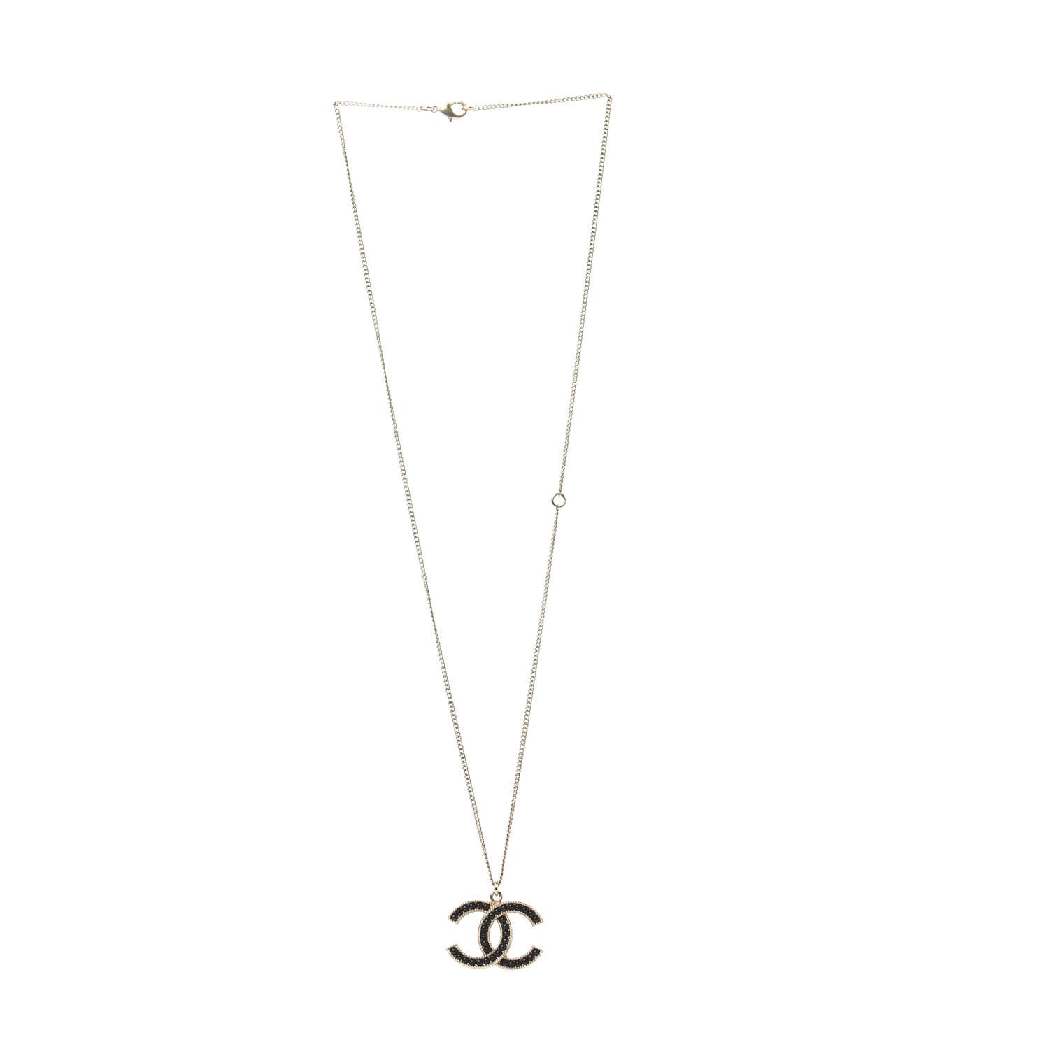 Chanel Bead CC Pendant Necklace Gold Black 2 of 4
