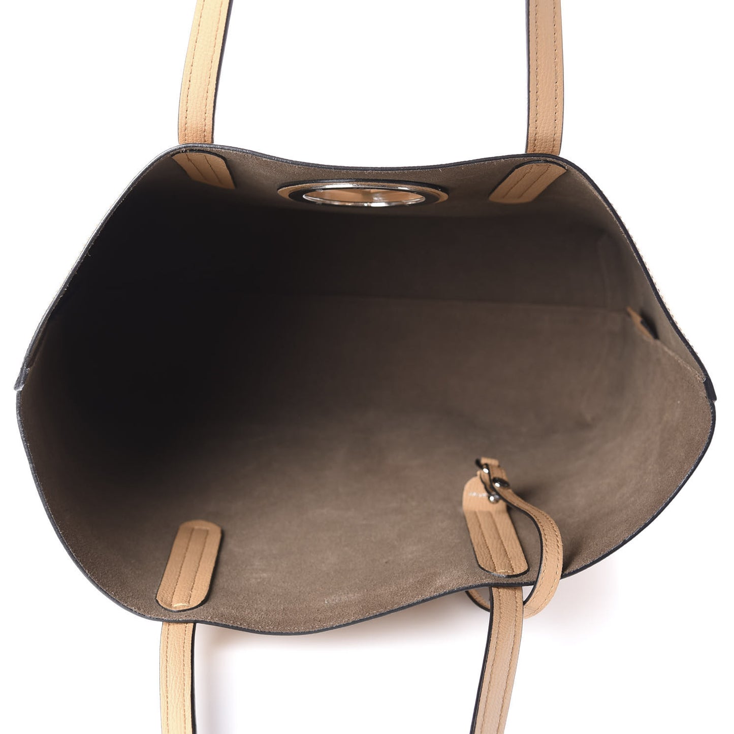 Vitello Vienna Enamel F is Fendi Shopping Tote Miele Scuro Taupe