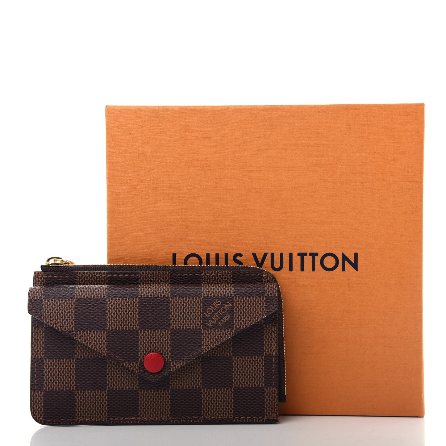 Damier Ebene Recto Verso Card Holder Red