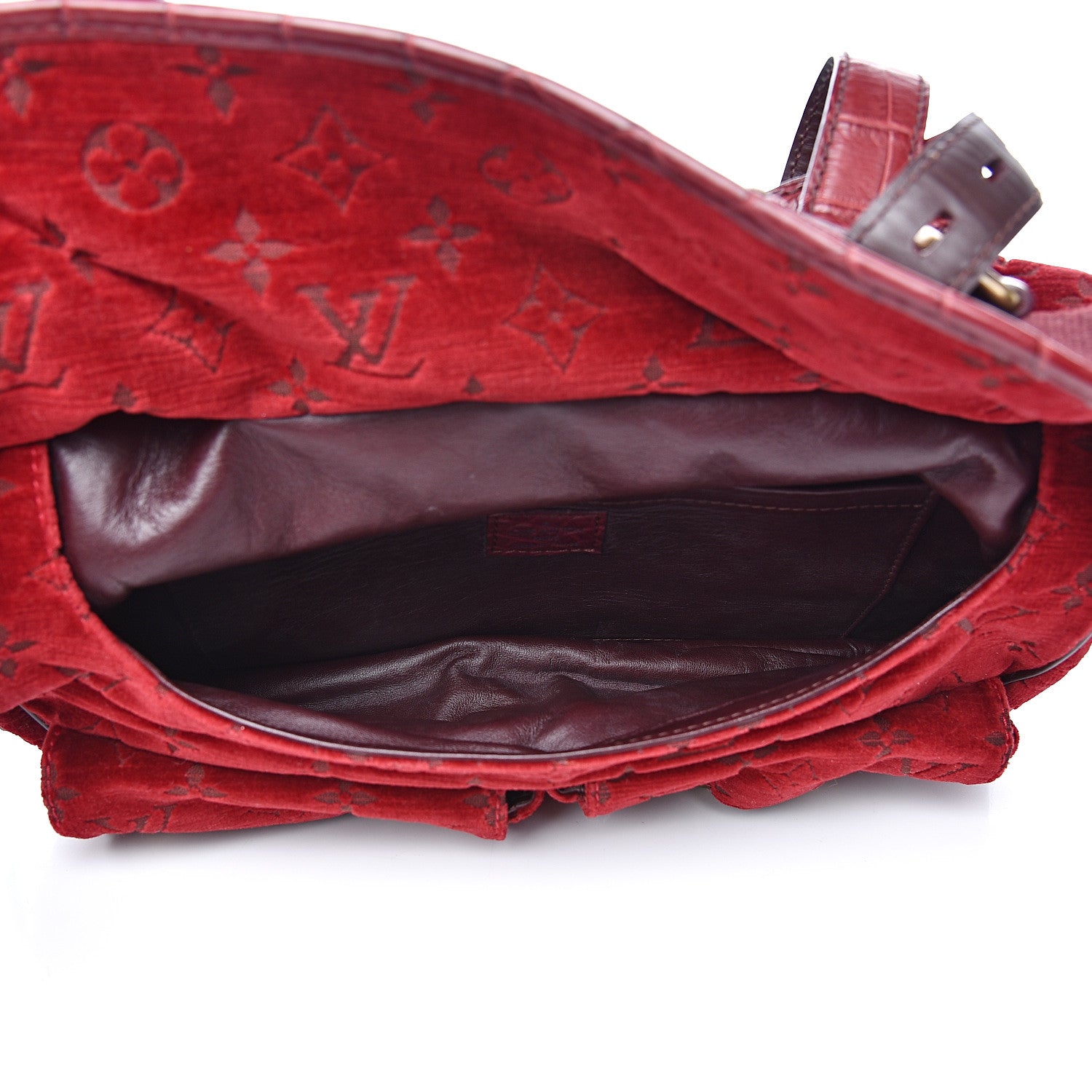 Louis Vuitton Monogram Velours Ostrich Clyde Red 5 of 13