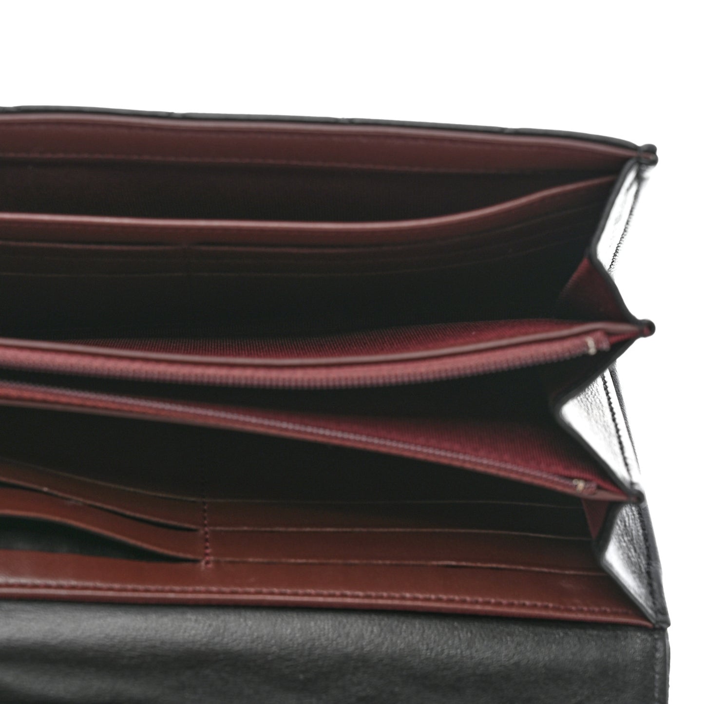 Lambskin Quilted Large Gusset Flap Wallet Black