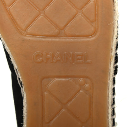 Chanel Suede Pearl CC Espadrilles 37 Black 6 of 13