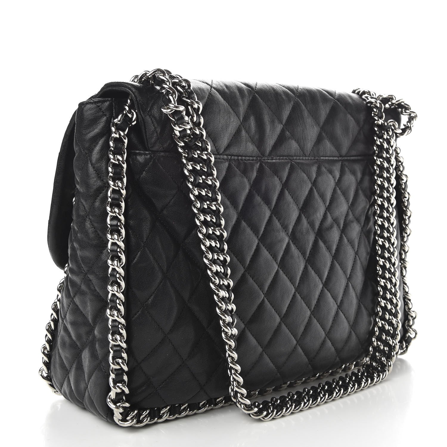 Chanel Washed Lambskin Quilted Maxi Chain Around Flap Black 3 of 10
