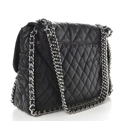 Chanel Washed Lambskin Quilted Maxi Chain Around Flap Black 3 of 10