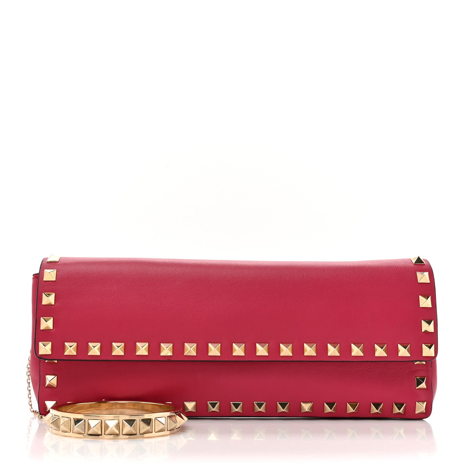 Valentino Garavani Nappa Rockstud Bangle Clutch Red 3 of 16