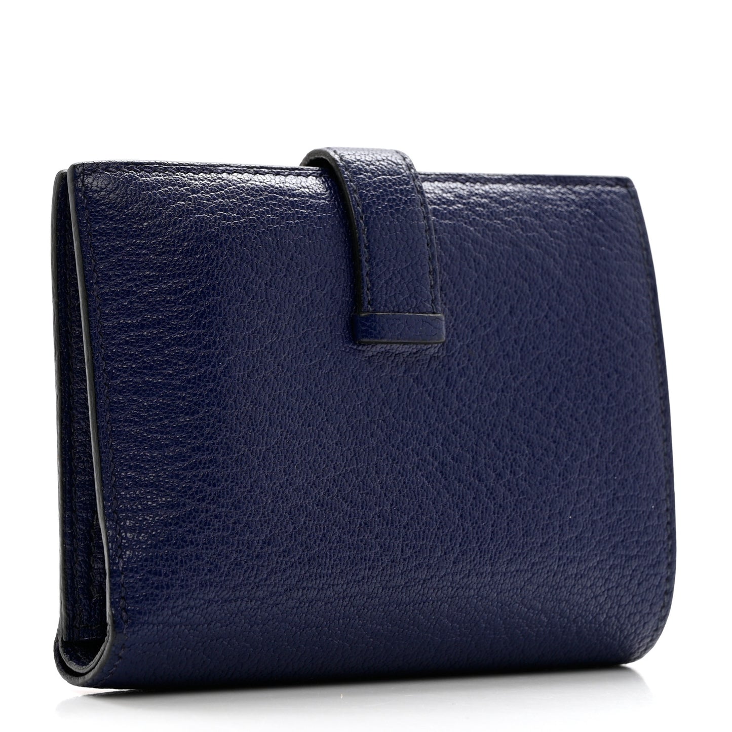 Chevre Mysore Bearn Compact Wallet Bleu Encre