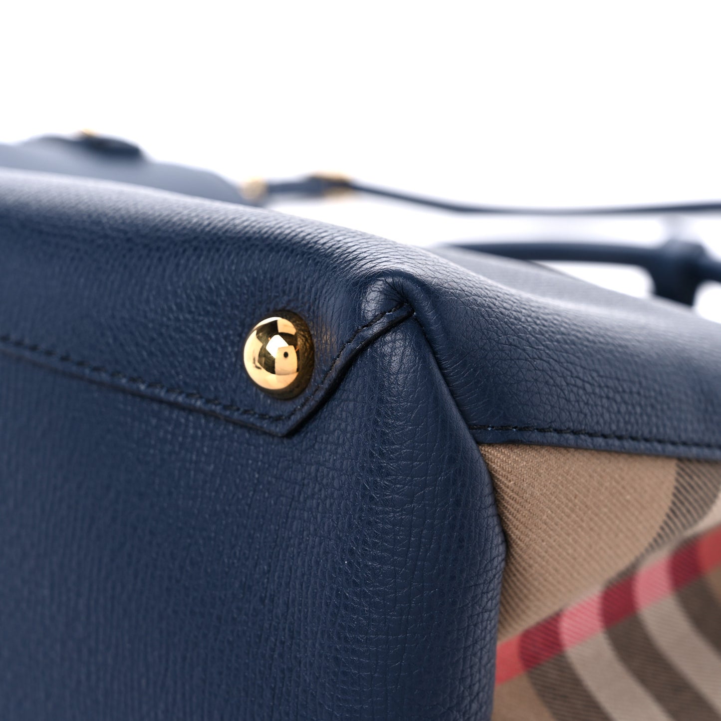 Derby Calfskin House Check Medium Banner Tote Ink Blue