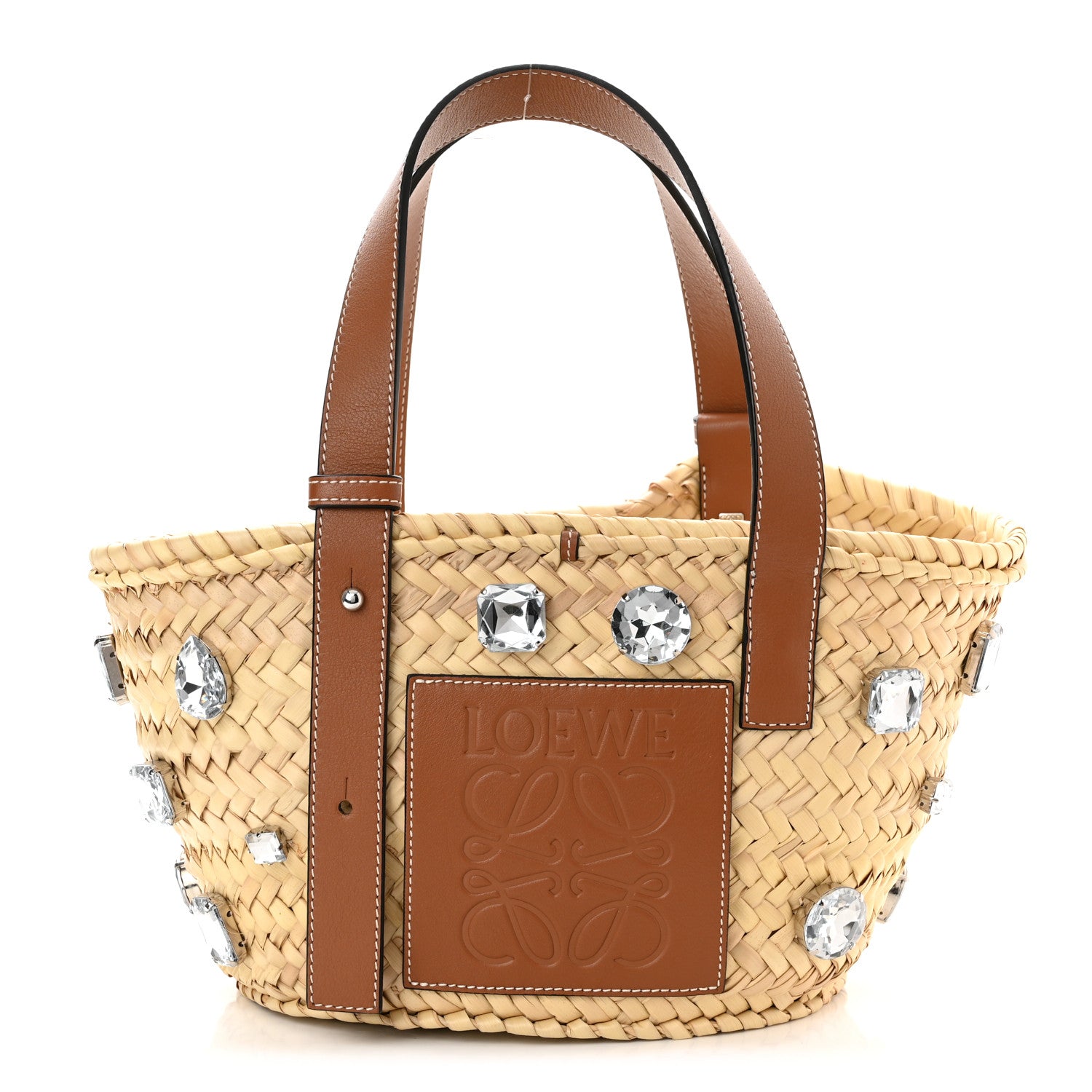 Loewe Raffia Small Stones Basket Tote Bag Natural Tan 1 of 9