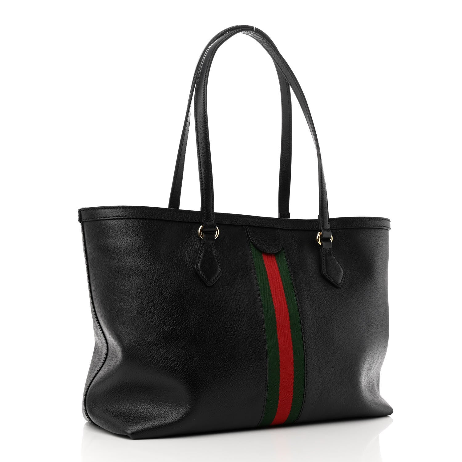 Gucci Textured Calfskin Web Medium Ophidia Shopping Tote Black 3 of 10