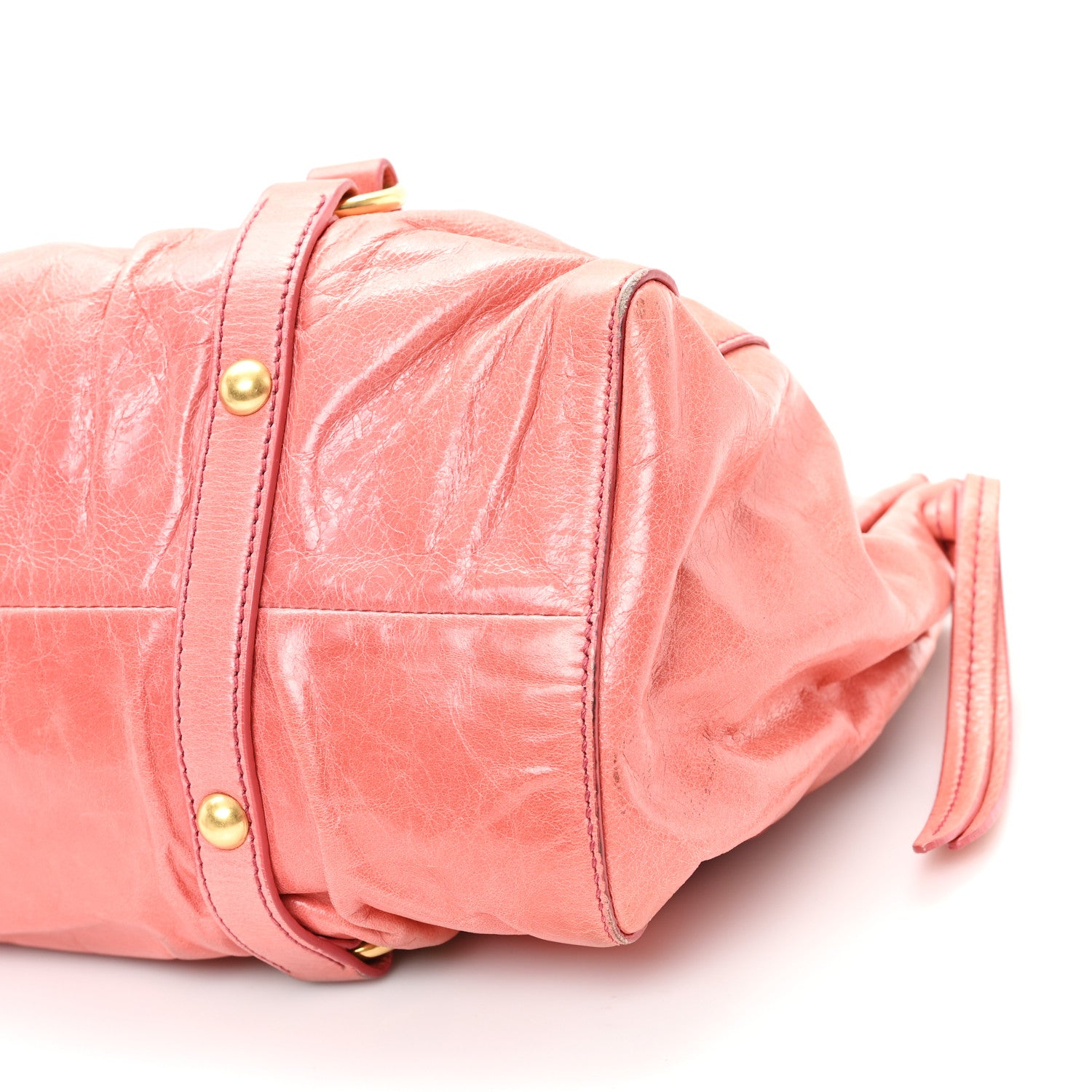 Miu Miu Vitello Lux Gathered Tote Rosa 10 of 11