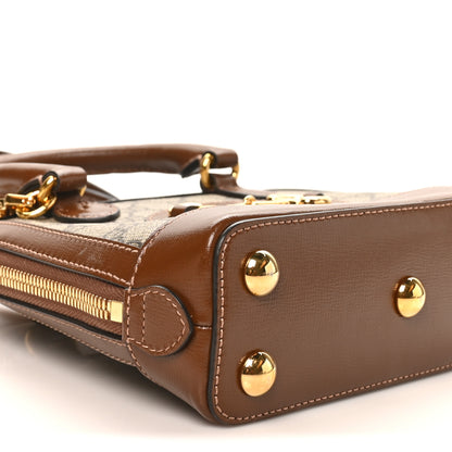 Gucci GG Supreme Monogram Azalea Calfskin Mini Horsebit 1955 Top Handle Bag Beige Ebony Brown Sugar 9 of 10