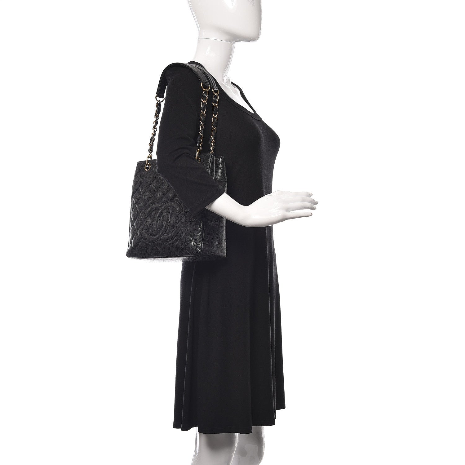 Chanel Caviar Quilted Petit Shopping Tote PST Black 2 of 11