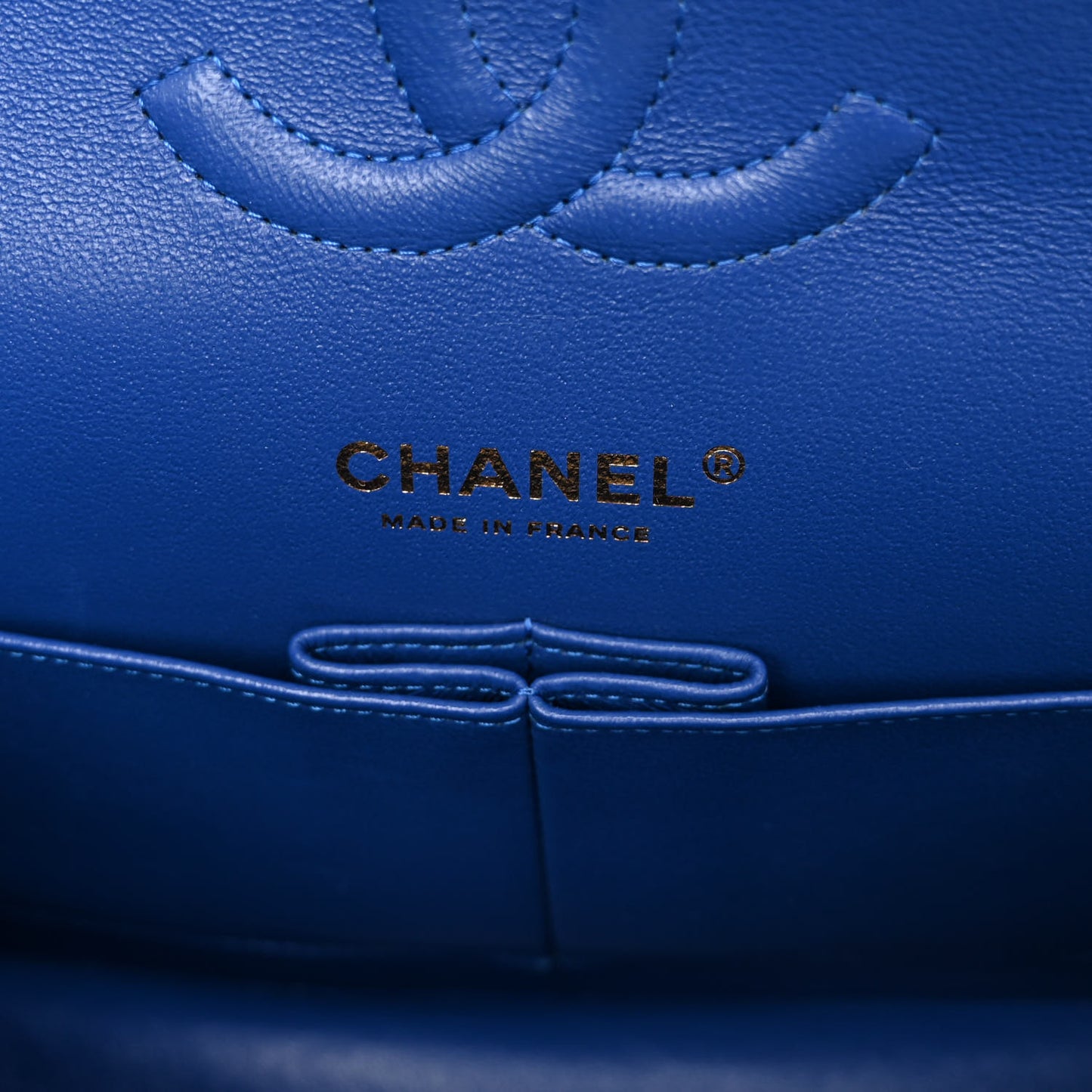 Lambskin Quilted Medium Double Flap Blue