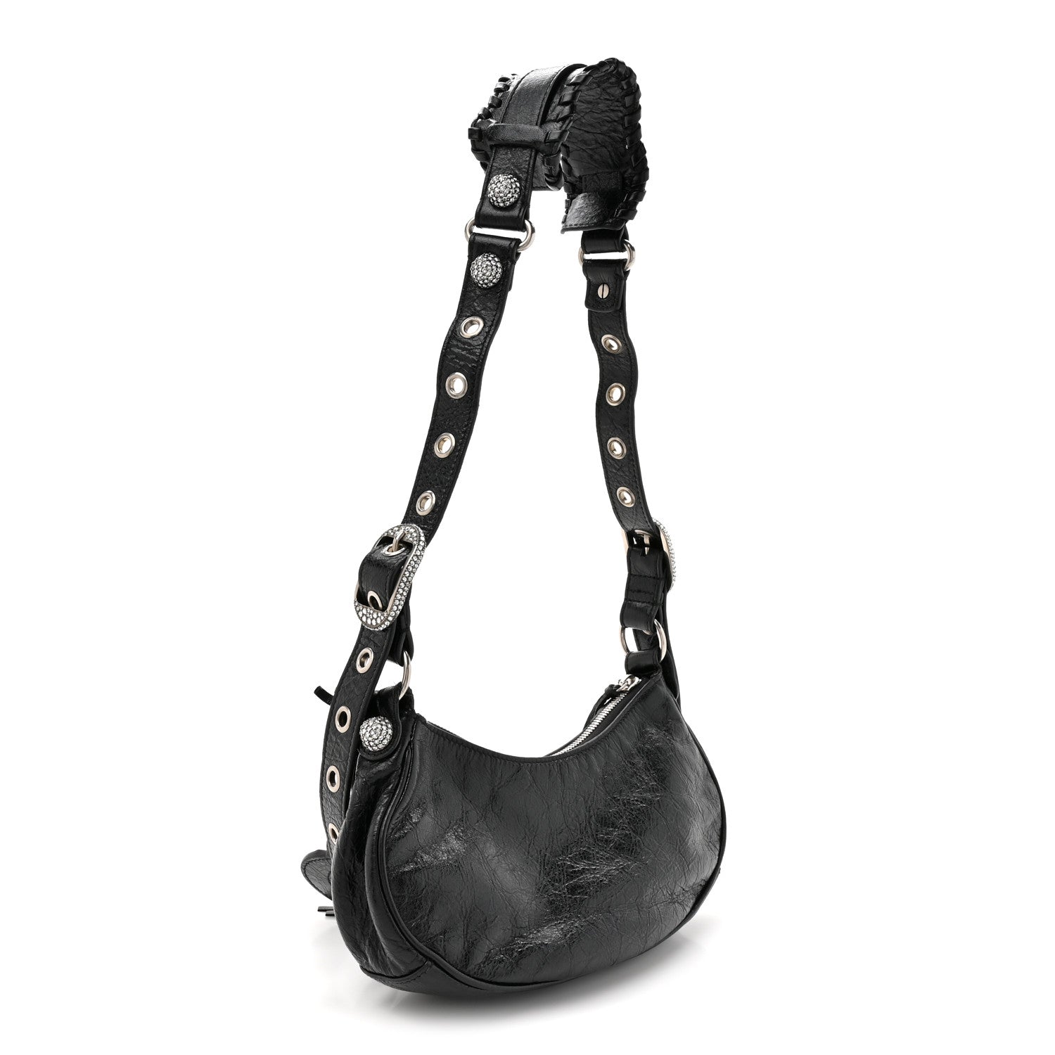 Balenciaga Agneau Arena Crystal Le Cagole Shoulder Bag XS Black 4 of 12