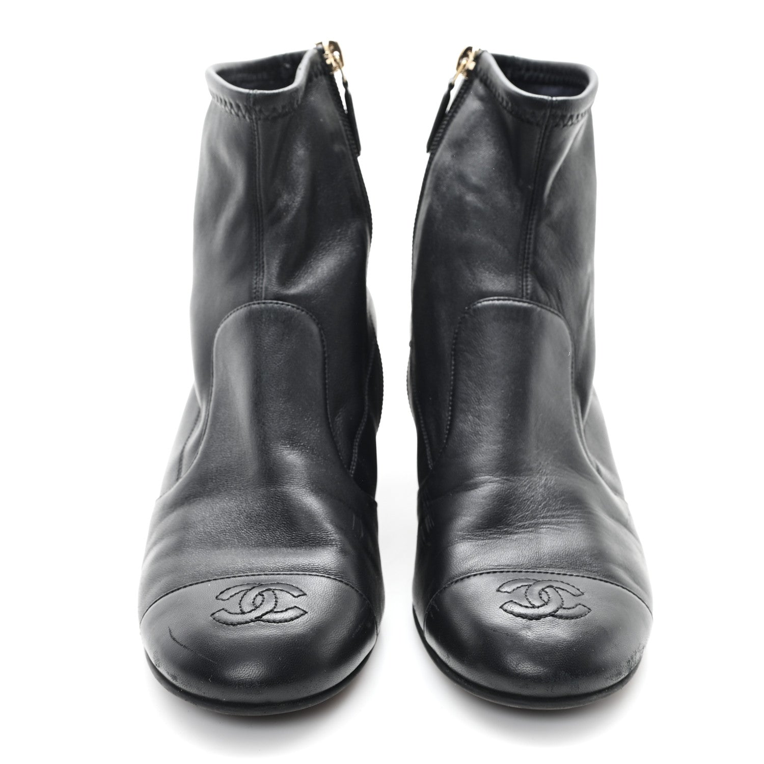 Chanel Stretch Lambskin Cap Toe CC Short Boots 39 Black 3 of 9