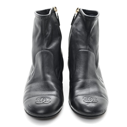 Chanel Stretch Lambskin Cap Toe CC Short Boots 39 Black 3 of 9