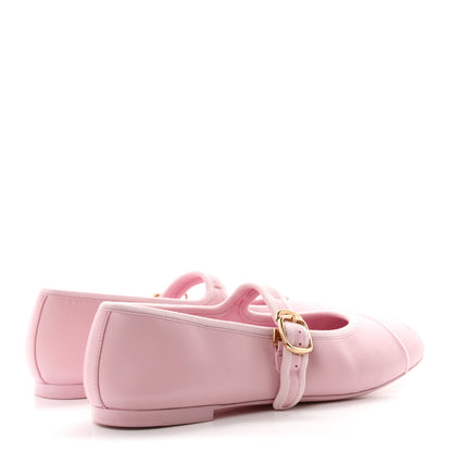 Chanel Lambskin Mary Jane Flats 37.5 Light Pink 5 of 10