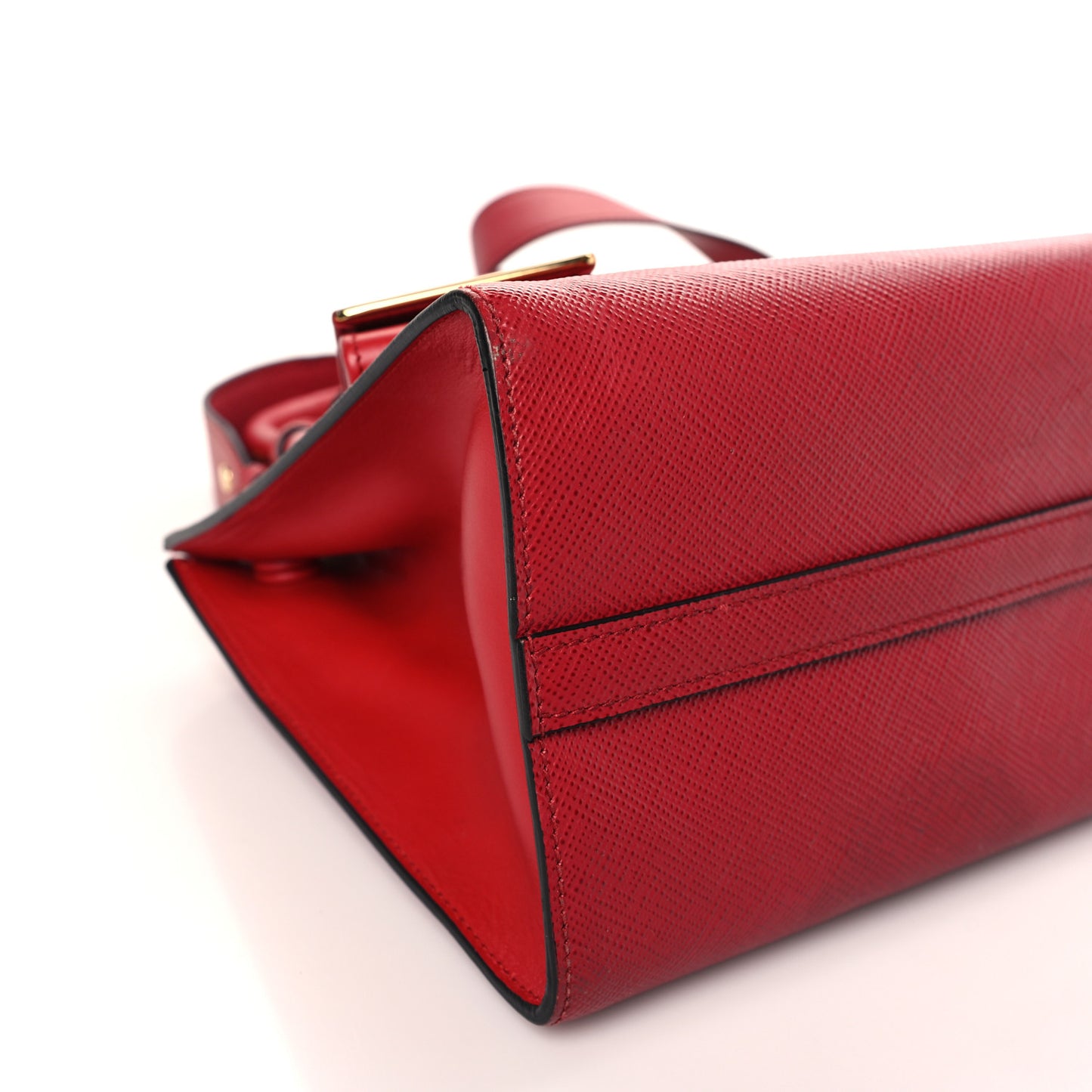 Saffiano Cuir Calfskin Small Monochrome Top Handle Tote Fuoco