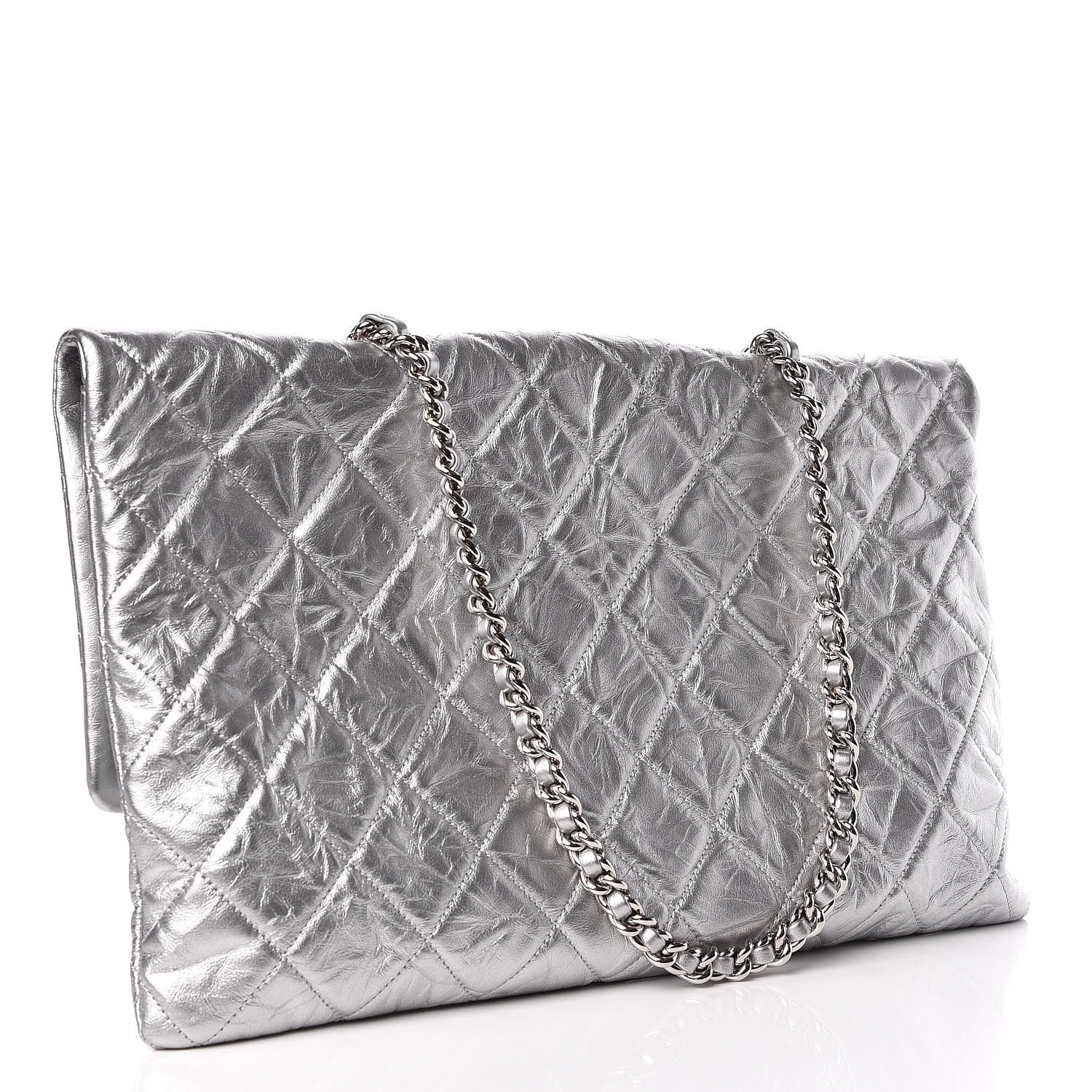 Chanel Metallic Crumpled Calfskin Big Bang Large Flap Bag Silver 3 of 9