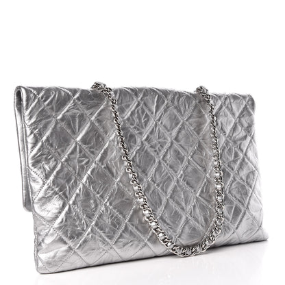 Chanel Metallic Crumpled Calfskin Big Bang Large Flap Bag Silver 3 of 9