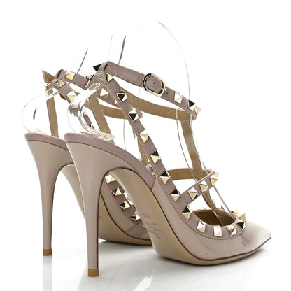 Valentino Garavani Patent Nappa Rockstud Ankle Strap 100mm Pumps 37.5 Poudre 4 of 7