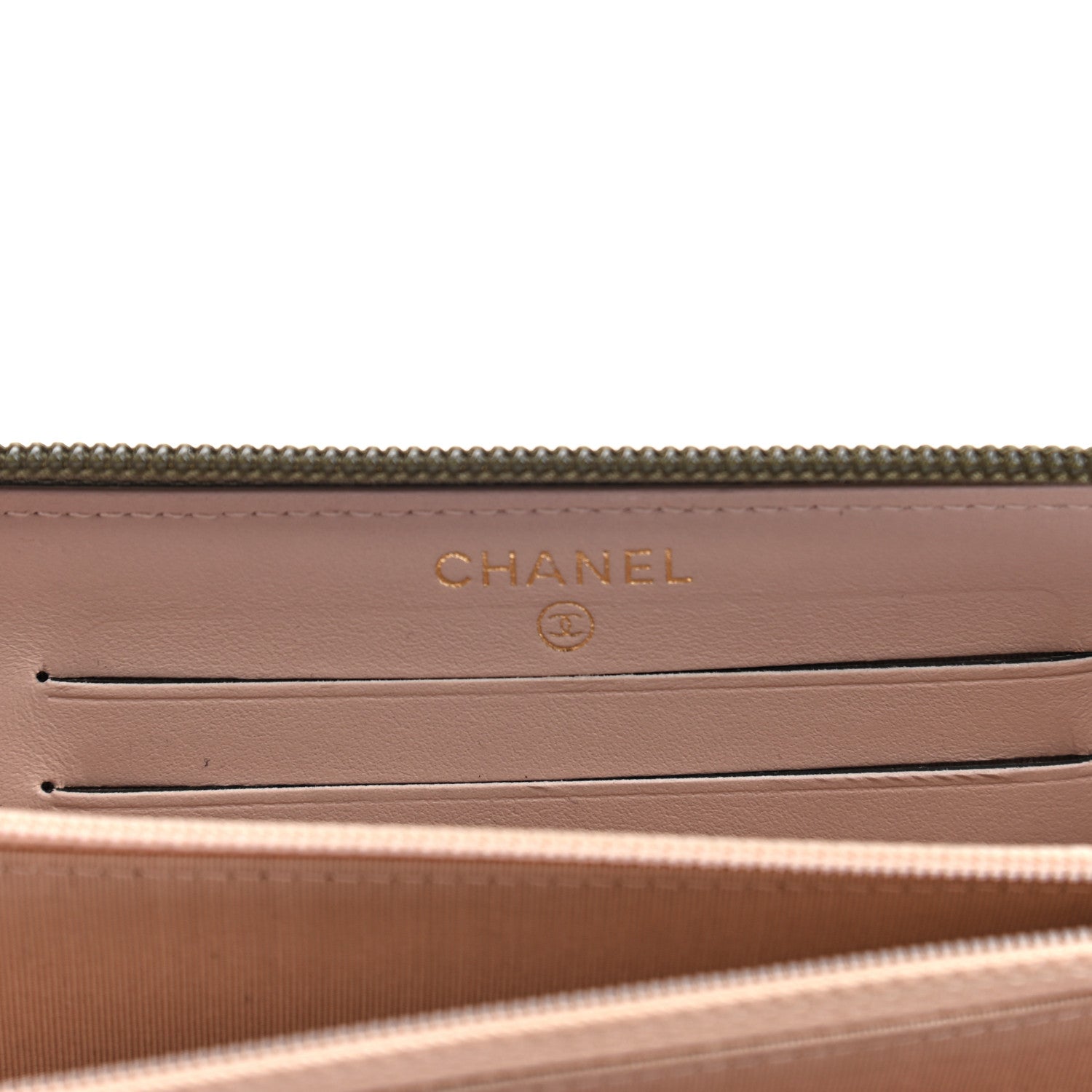 Chanel Caviar Quilted Boy Small Zip Around Wallet Khaki 6 of 8