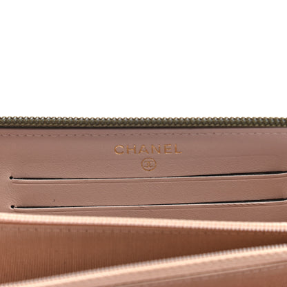 Chanel Caviar Quilted Boy Small Zip Around Wallet Khaki 6 of 8