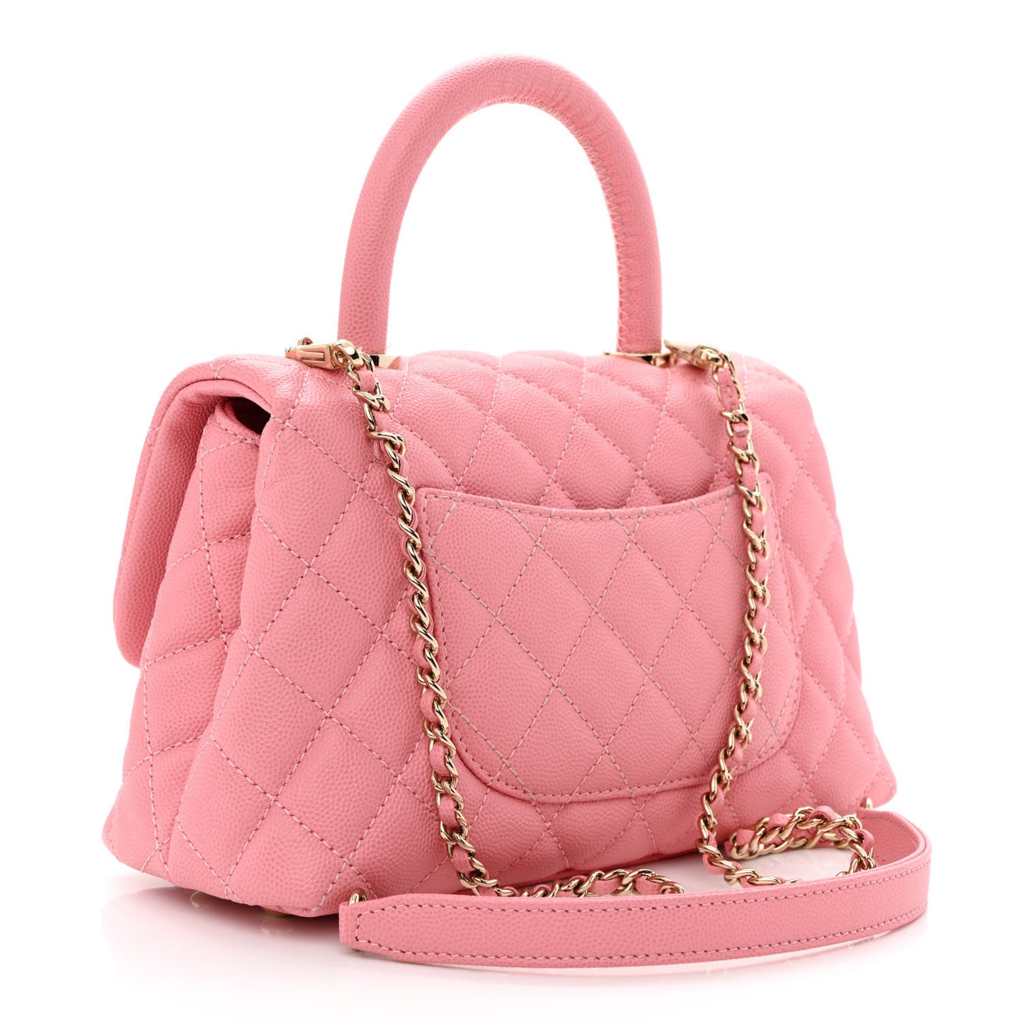 Caviar Quilted Mini Coco Handle Flap Pink