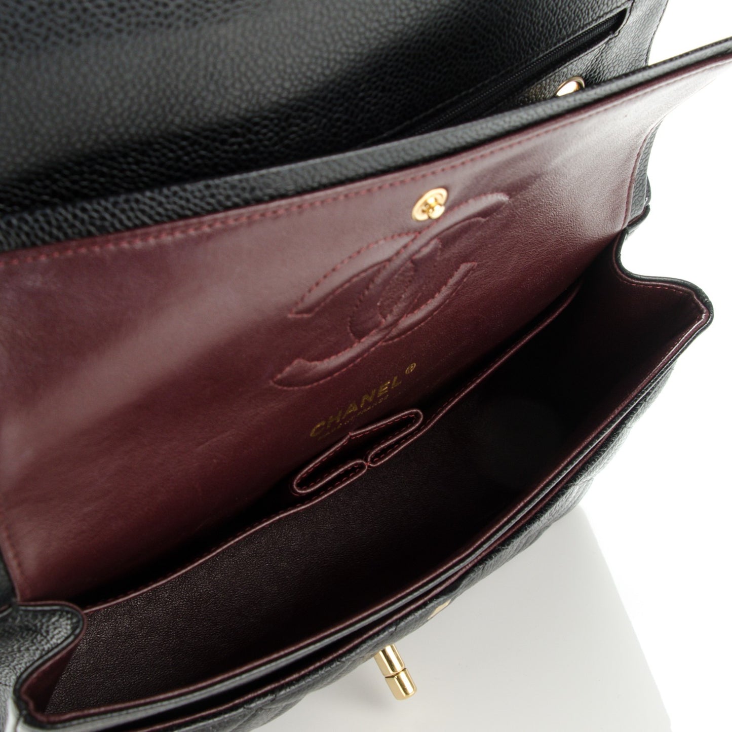Caviar Quilted Medium Double Flap Black