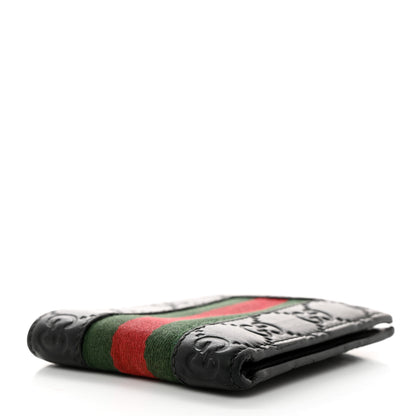 Gucci Guccissima Signature Web New Web Bi-Fold Coin Wallet Black 4 of 7