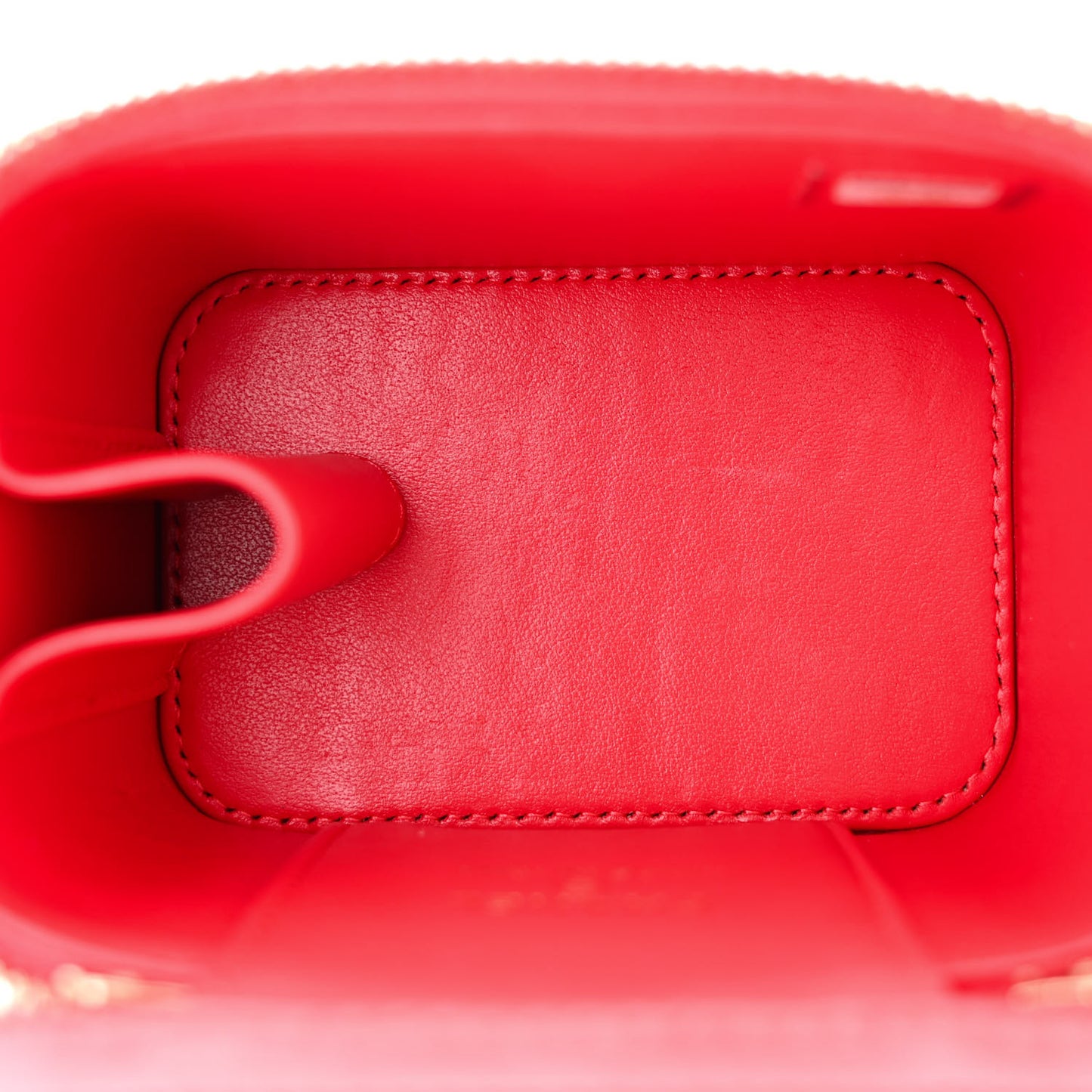 Caviar Quilted Mini Vanity Case With Chain Red