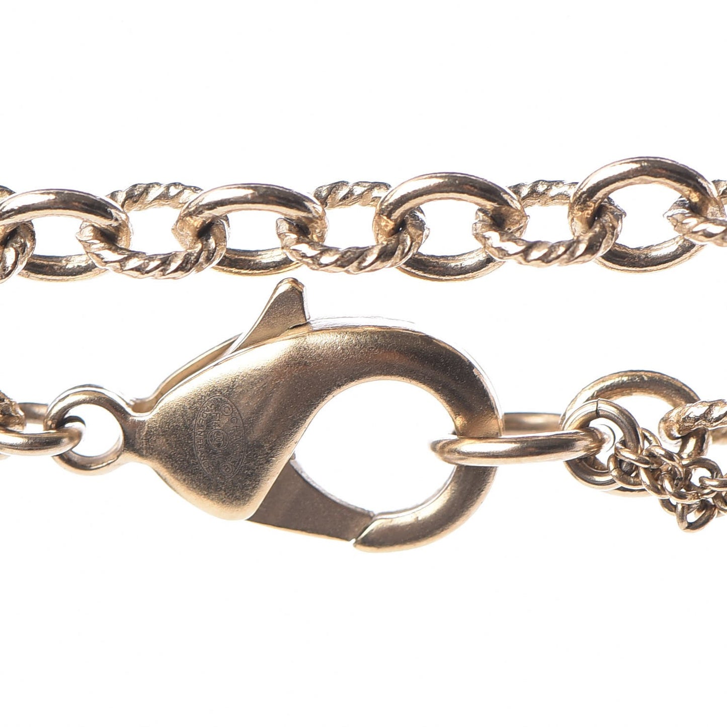 Graduated Pearl Crystal Twisted CC Long Necklace Gold