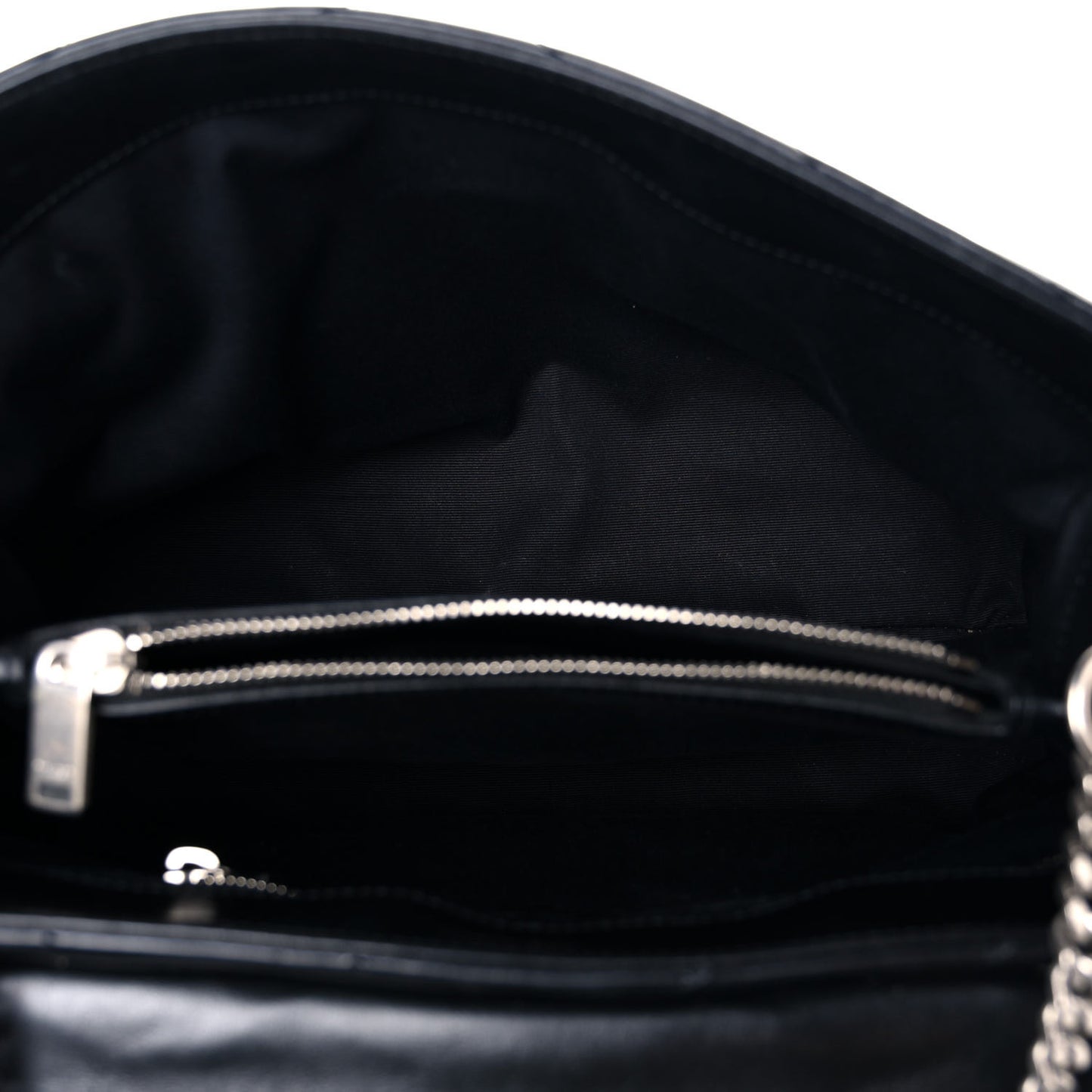 Calfskin Y Quilted Monogram Medium Loulou Chain Satchel Black