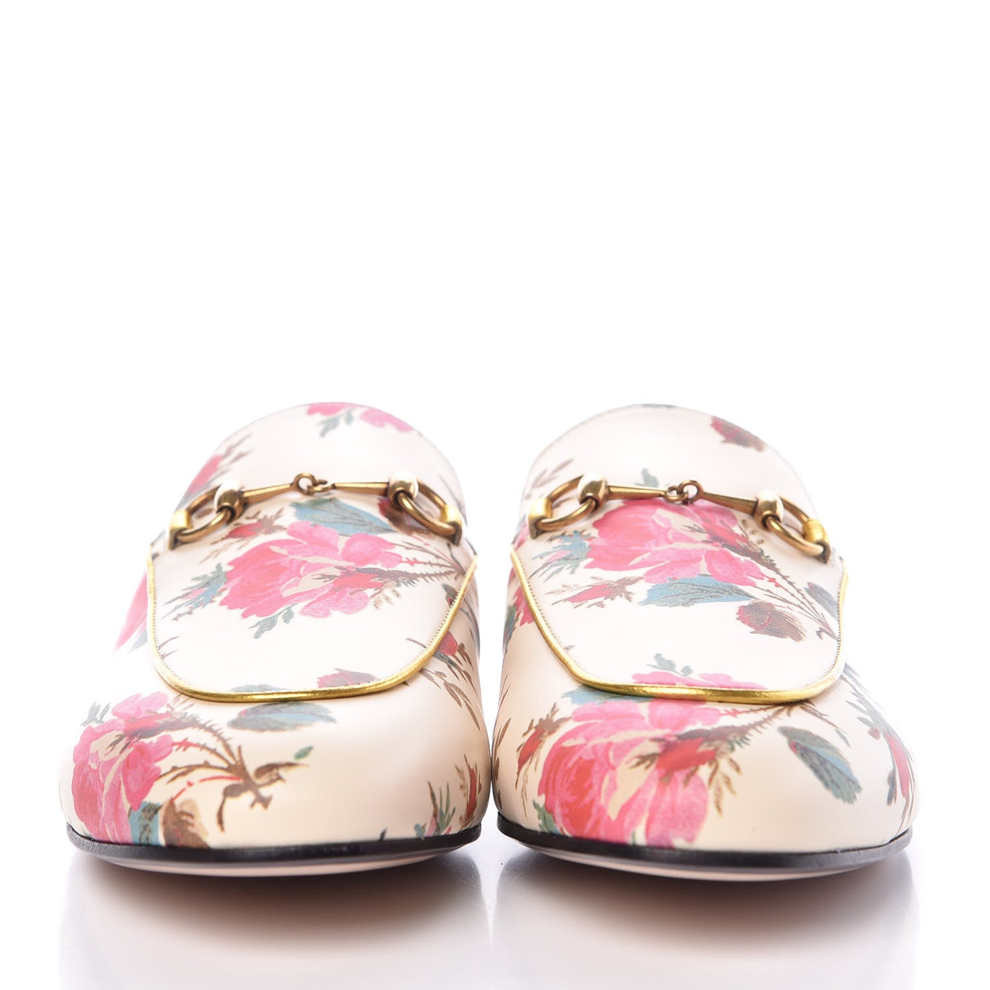 Calfskin Stamp Allover Rose Princetown Slippers 40.5 Ivory Multicolor