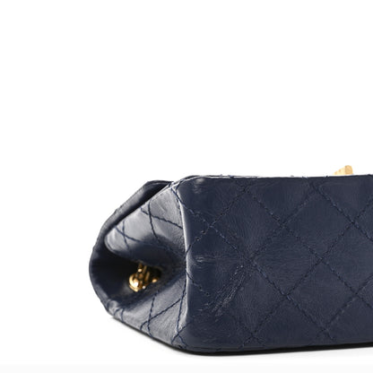 Chanel Aged Calfskin Quilted 2.55 Reissue Mini Flap Navy 9 of 10