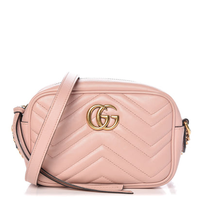 Gucci Calfskin Matelasse Mini GG Marmont Chain Shoulder Bag Perfect Pink 1 of 10