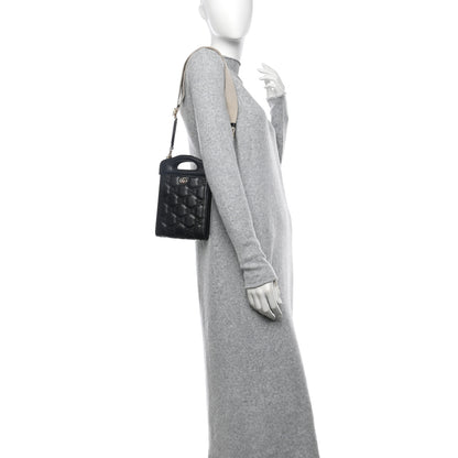 Gucci Calfskin GG Matelasse Mini Top Slip Handle Crossbody Bag Black Natural 2 of 13
