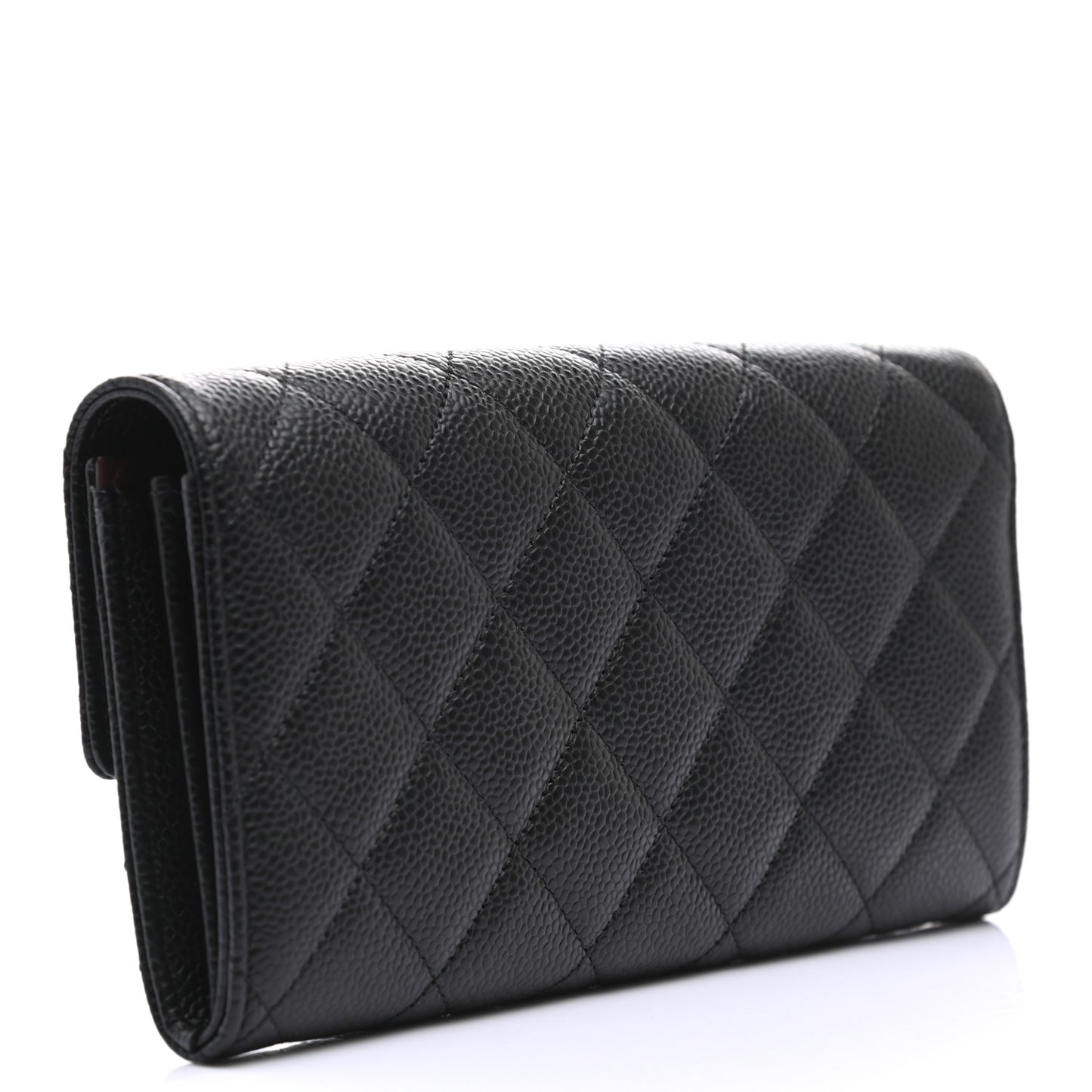 Caviar Quilted Large Flap Wallet Black
