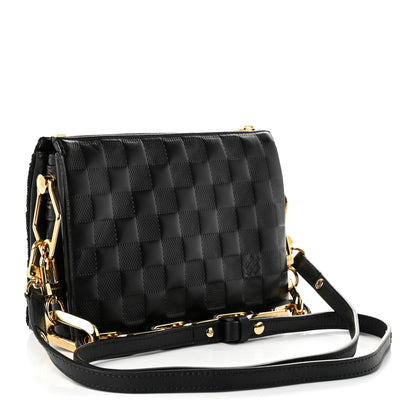 Louis Vuitton Satin Sequin Embroidered Damier Coussin BB Black 3 of 9