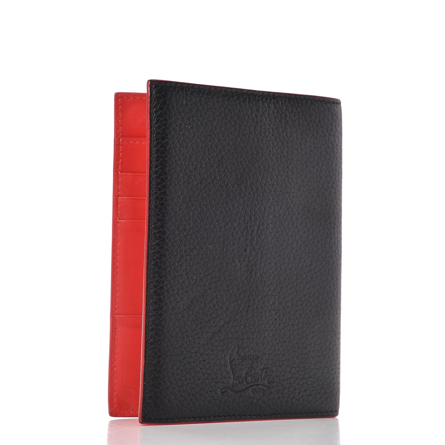 Calfskin Studded Loubipass Passport Holder Black