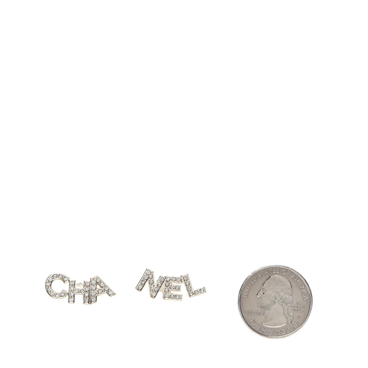 Chanel Crystal Pearl Signature Stud Earrings Gold 2 of 5