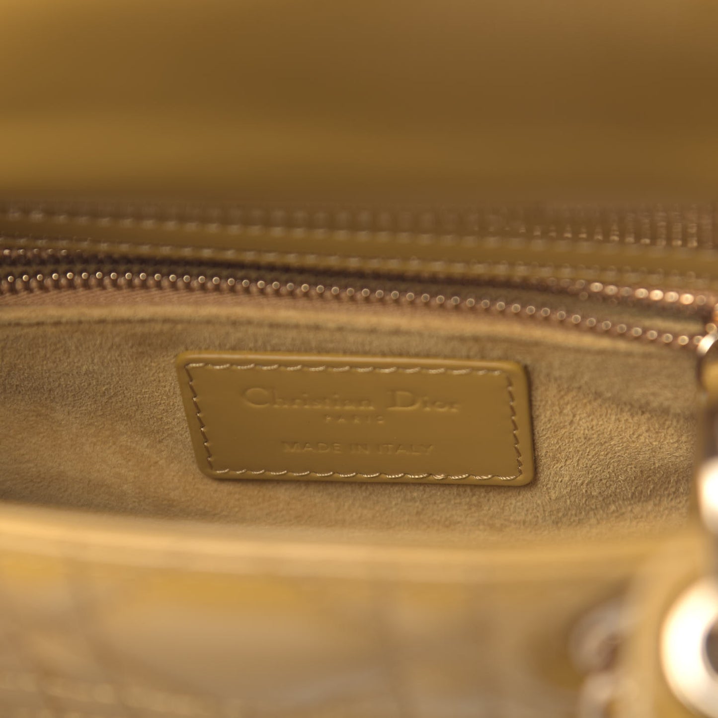 Patent Cannage Mini Lady Dior Yellow