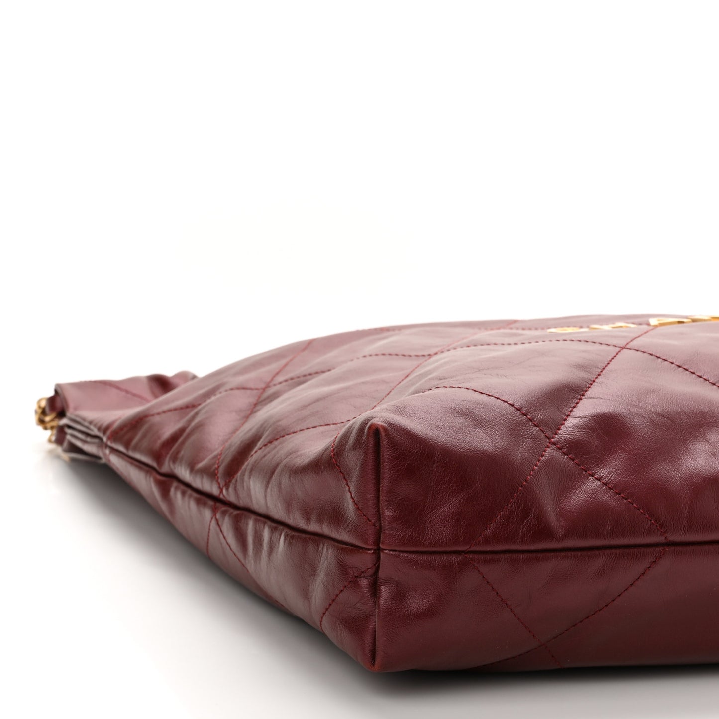 Metallic Calfskin Quilted Chanel 22 Burgundy