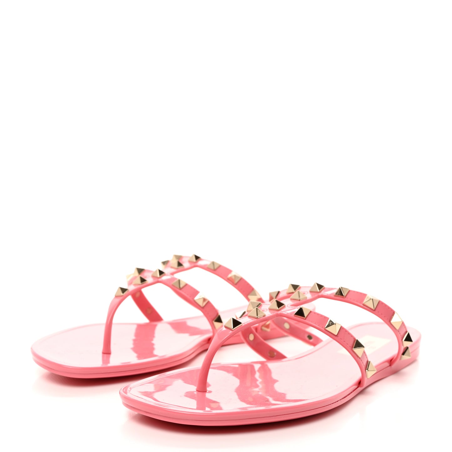 PVC Jelly Rockstud Caged Flat Thong Sandals 39 Dawn Pink