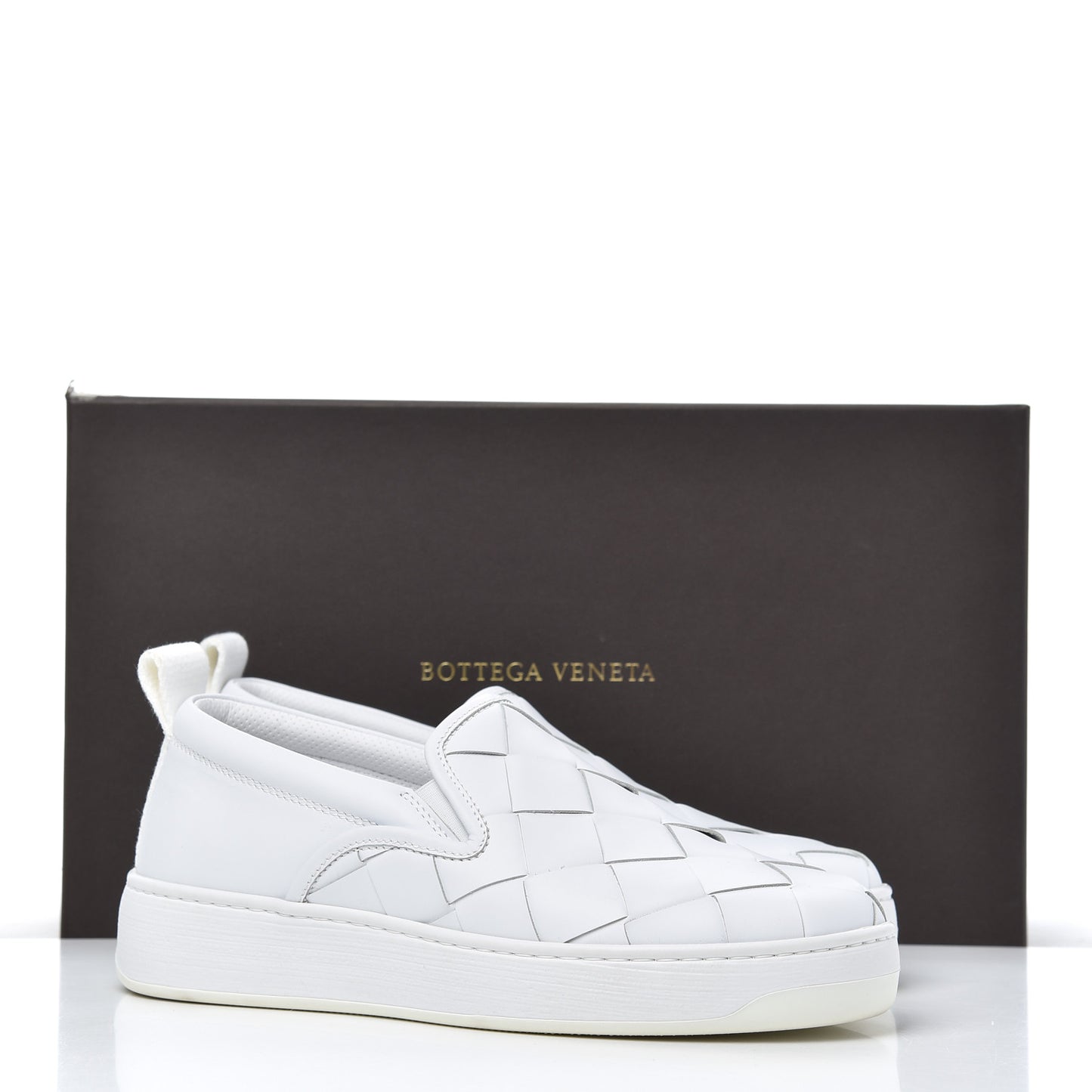 Nappa Intrecciato Slip On Sneakers 39 White