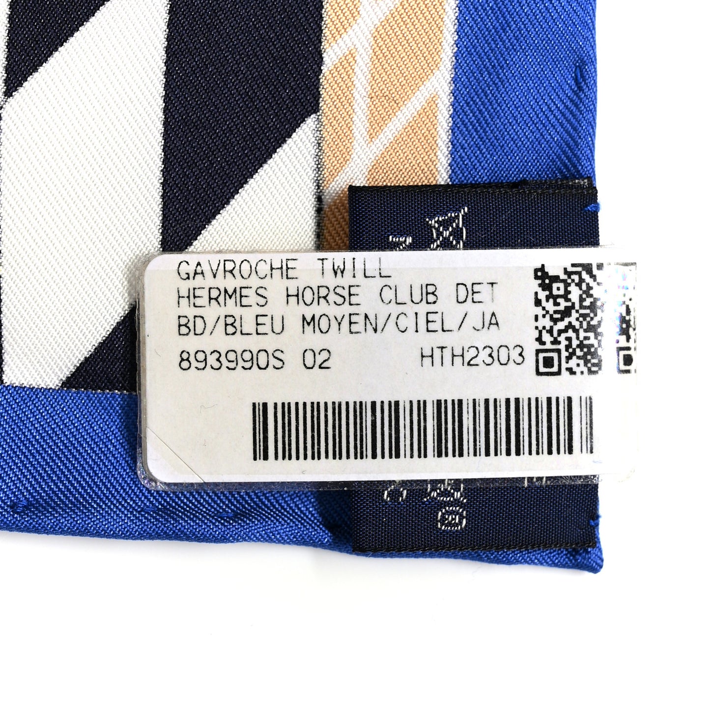Silk Horse Club Detail Scarf 45 Bleu Moyen Ciel Jaune