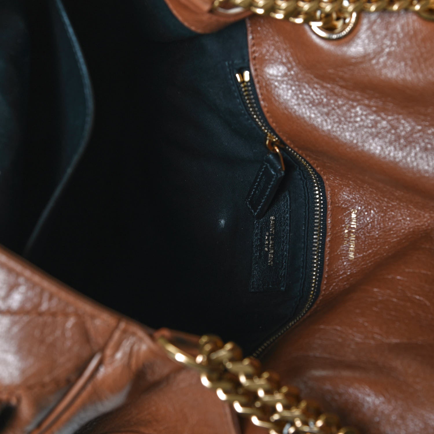 Saint Laurent Crinkled Calfskin Matelasse Monogram Medium Niki Chain Satchel Caramel 11 of 11