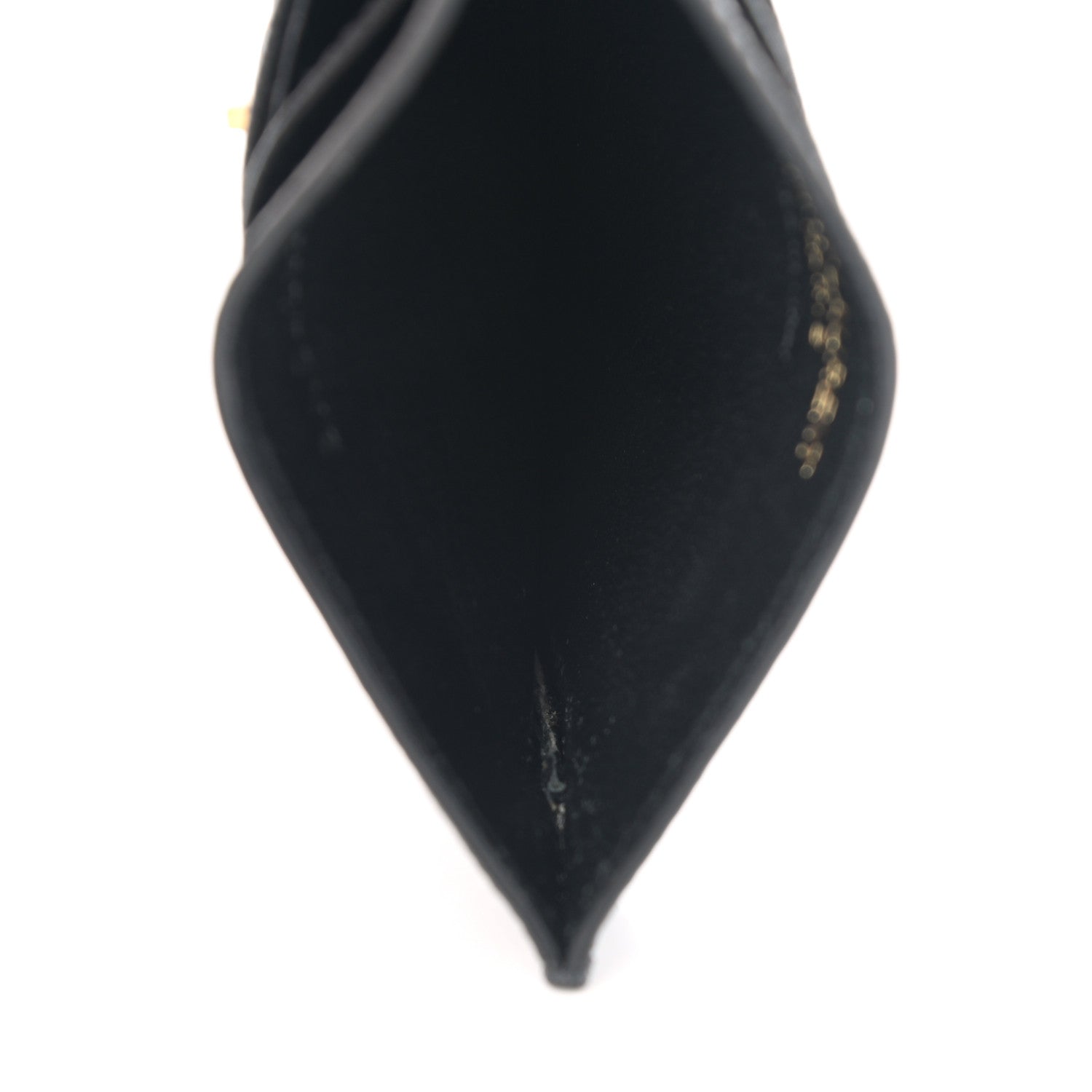 Saint Laurent Grain De Poudre Matelasse Chevron Monogram Credit Card Case Black 5 of 9