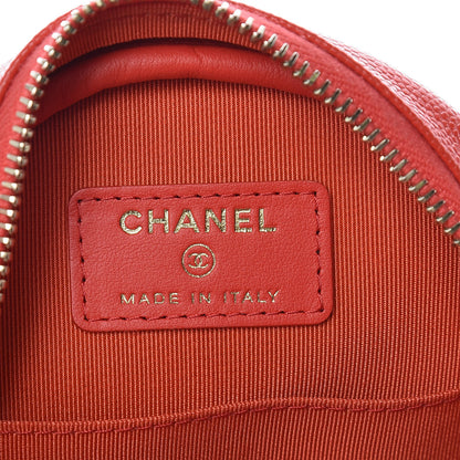Chanel Caviar Quilted Round Clutch With Chain Red 6 of 8